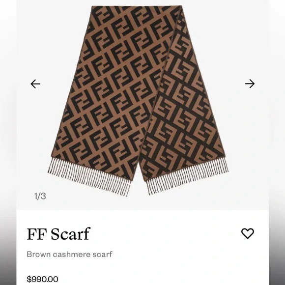 NWT Authentic Fendi Brown Cashmere Scarf - Picture 5 of 8